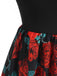 Rot 1950er Rose Ärmellos Patchwork Kleid