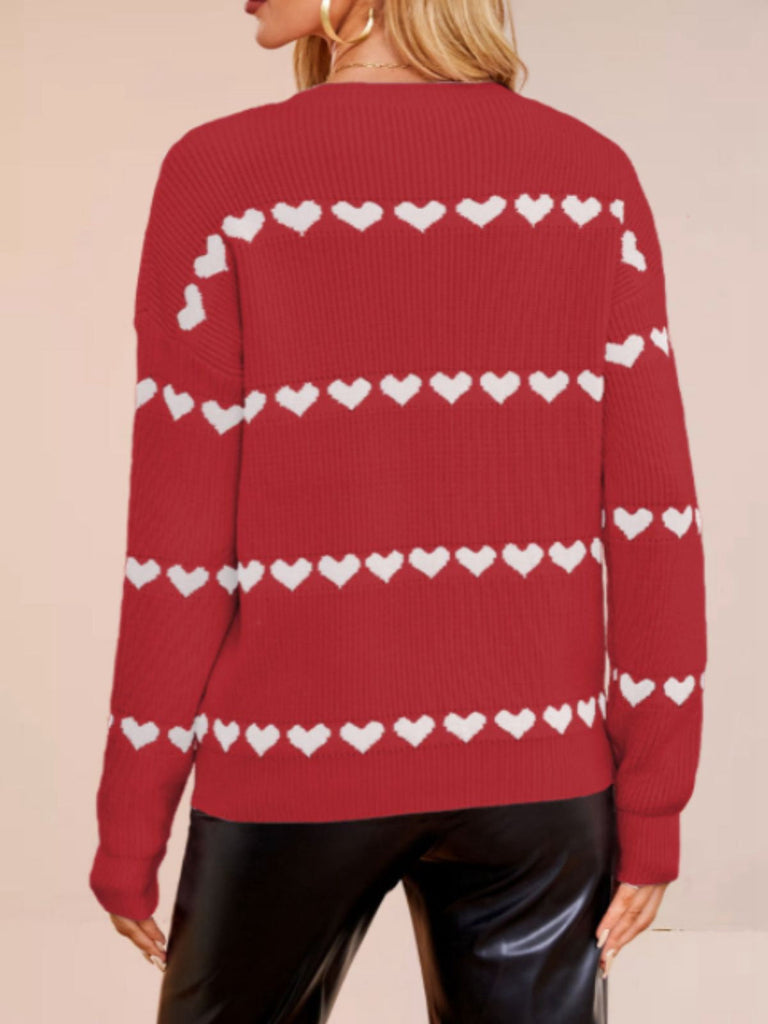 1940er Valentinstag Herz Gestrickt Pullover