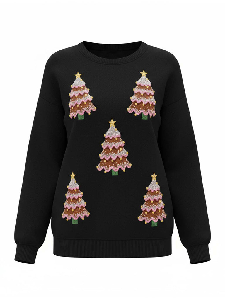 1980er Weihnachtsbaum Paillette Pullover