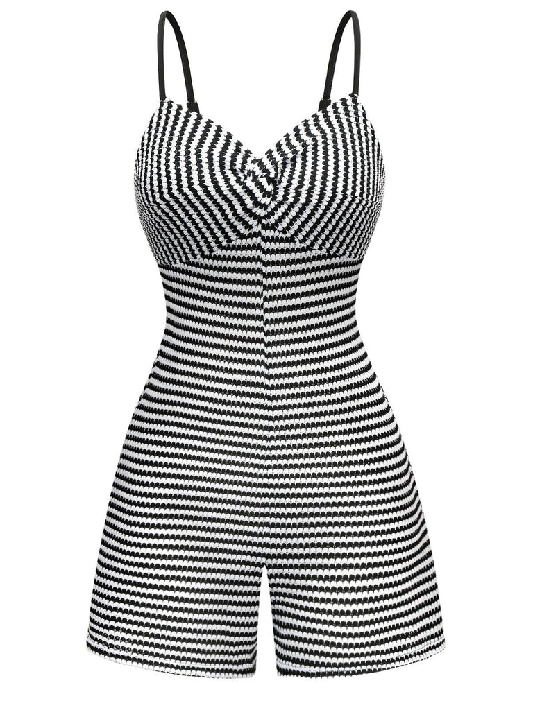 Schwarz & Weiß 1930er Horizontal Streifen Romper