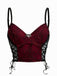 Weinrot 1970er Schläger Spinnennetz Spitze Camisole