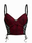 Weinrot 1970er Schläger Spinnennetz Spitze Camisole