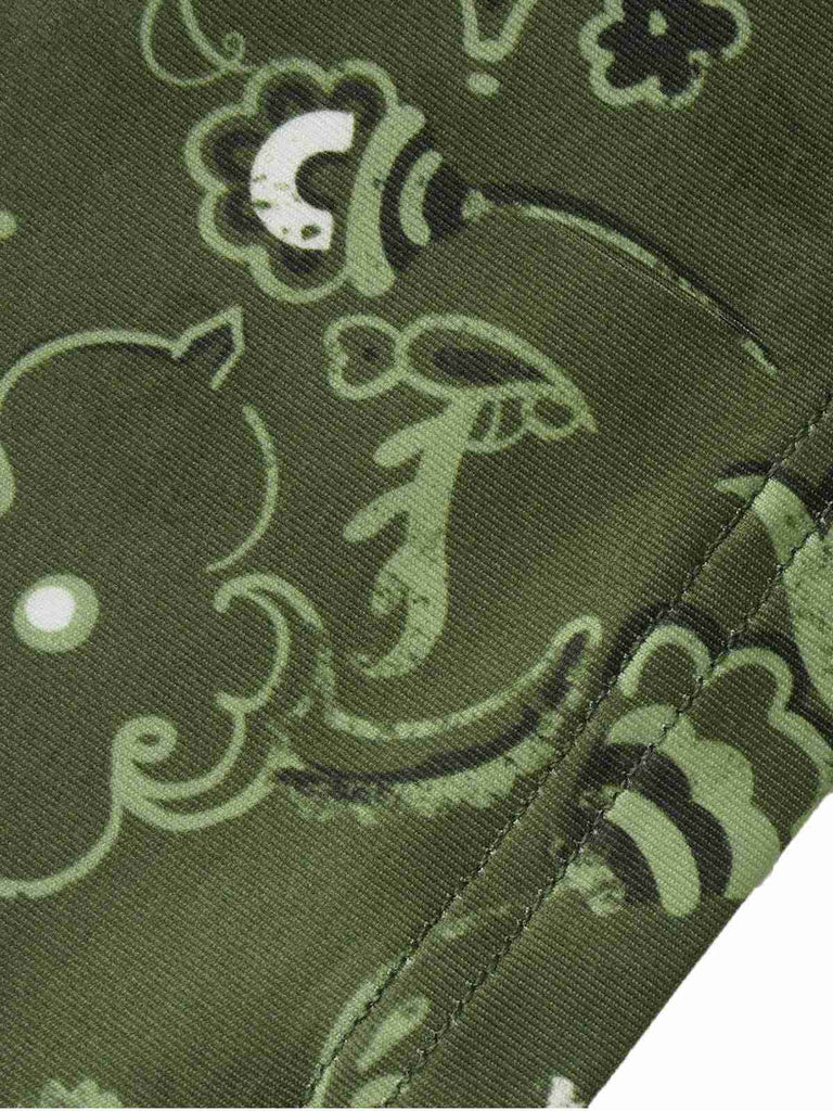 Grün 1950er Paisley Spitze Patchwork Swing Kleid