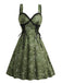 Grün 1950er Paisley Spitze Patchwork Swing Kleid