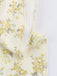 Gelb 1960er Blumen Puffärmel V-Ausschnitt Kleid