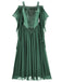 1950er Solide Samt Netz Kalte Schulter Kleid