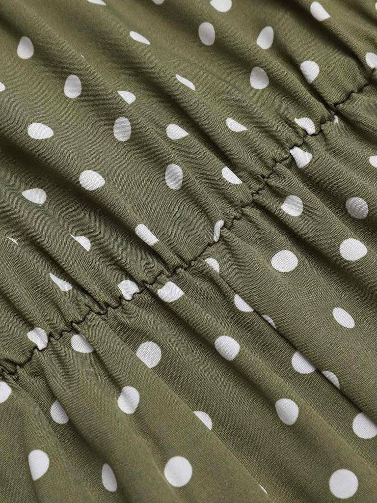 [Vorverkauf] Grün 1930er Polka Dot Gürtel Jumpsuit