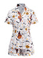 Weiß 1950er Halloween Kerbkragen Pyjama Set