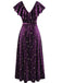 [Vorverkauf] Lila 1940er Samt V-Ausschnitt Stern Rüschen Kleid