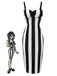Schwarz 1960er Beetlejuice Kostüm Vertikale Streifen Träger Bleistiftkleid