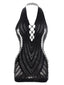 1960er Halter Netzstoff Cutout Figurbetont Mini Dessous Kleid