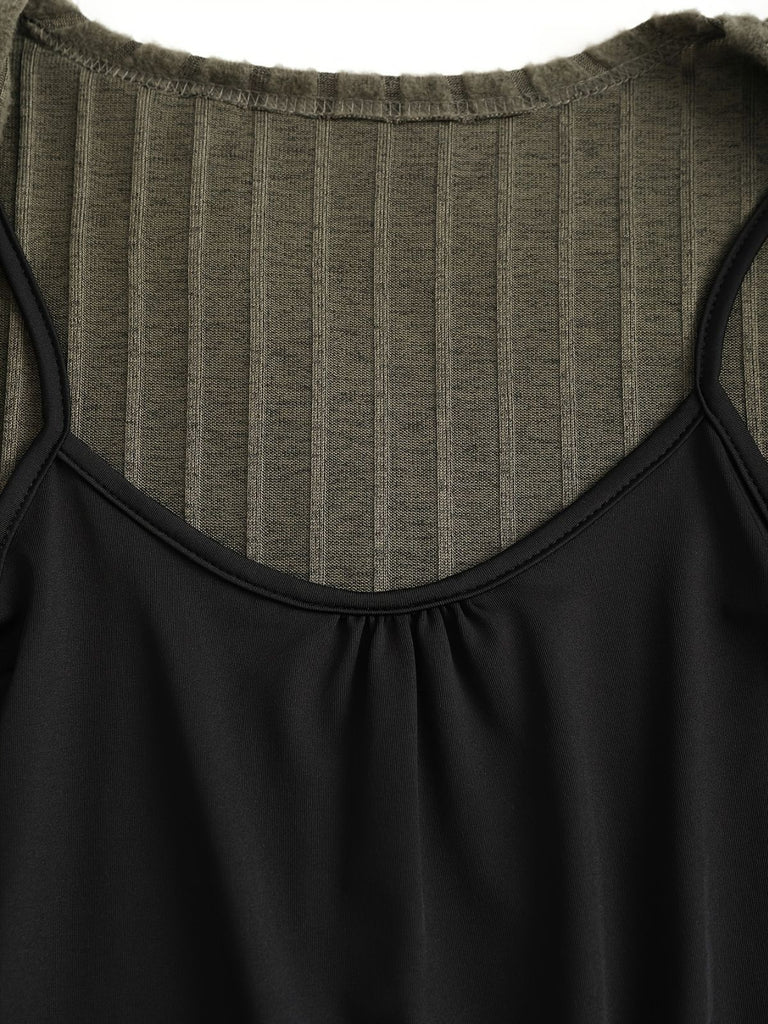 [Übergröße] Grün 1940er Stricken Layered Long Sleeve Gürtel Kleid