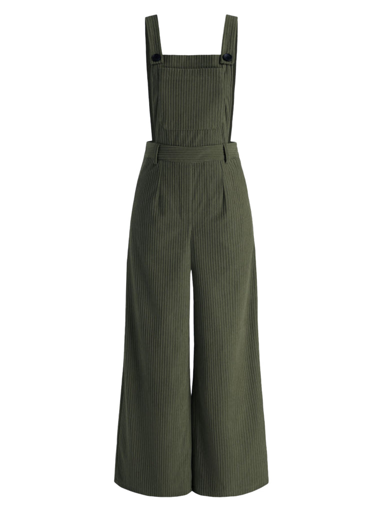 1960er Cord Weites Bein Solide Jumpsuit