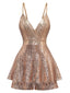 1960er Pailletten Riemchen V-Ausschnitt Culotte Romper