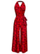 [Vorverkauf] Rot 1960er Halloween Halter Schädel Ärmellos Jumpsuit