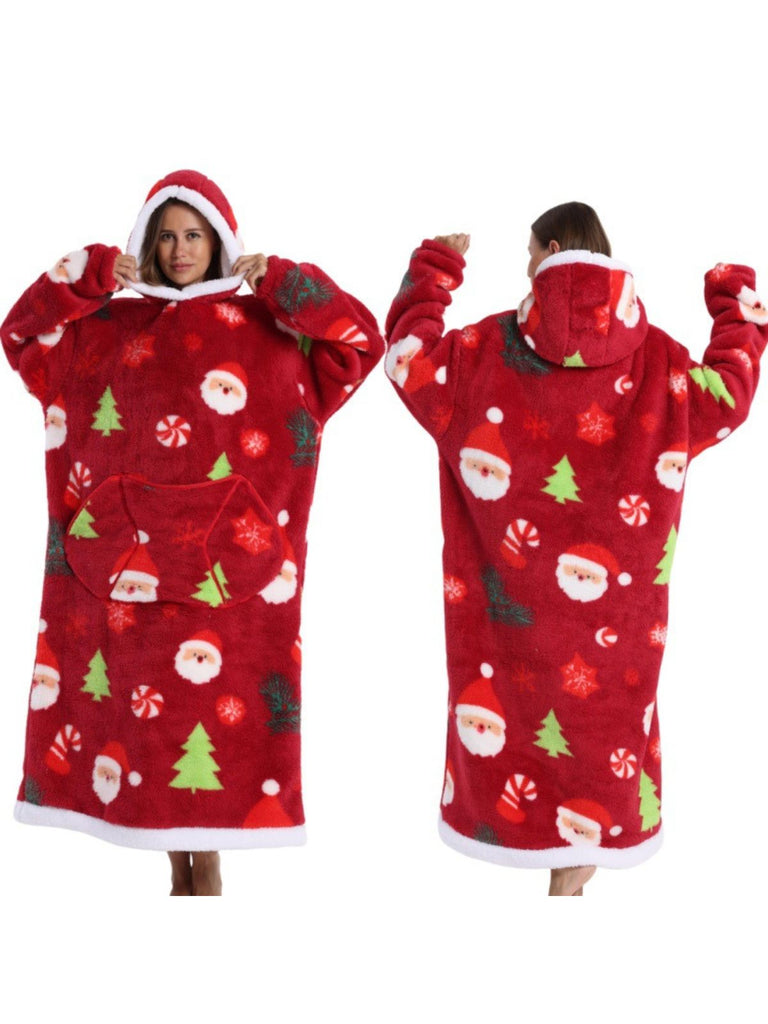 1970er Pumpkin Weihnachtsmanns Schneemann Decke Hoodie Lougewear