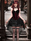 2PCS Rot 1980er Gothic Kreuzen Top & Spitze Rock
