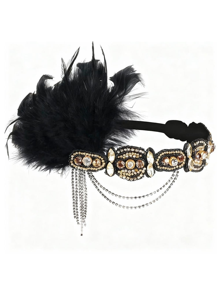 1920er Gatsby Feder Kristall Flapper Stirnband