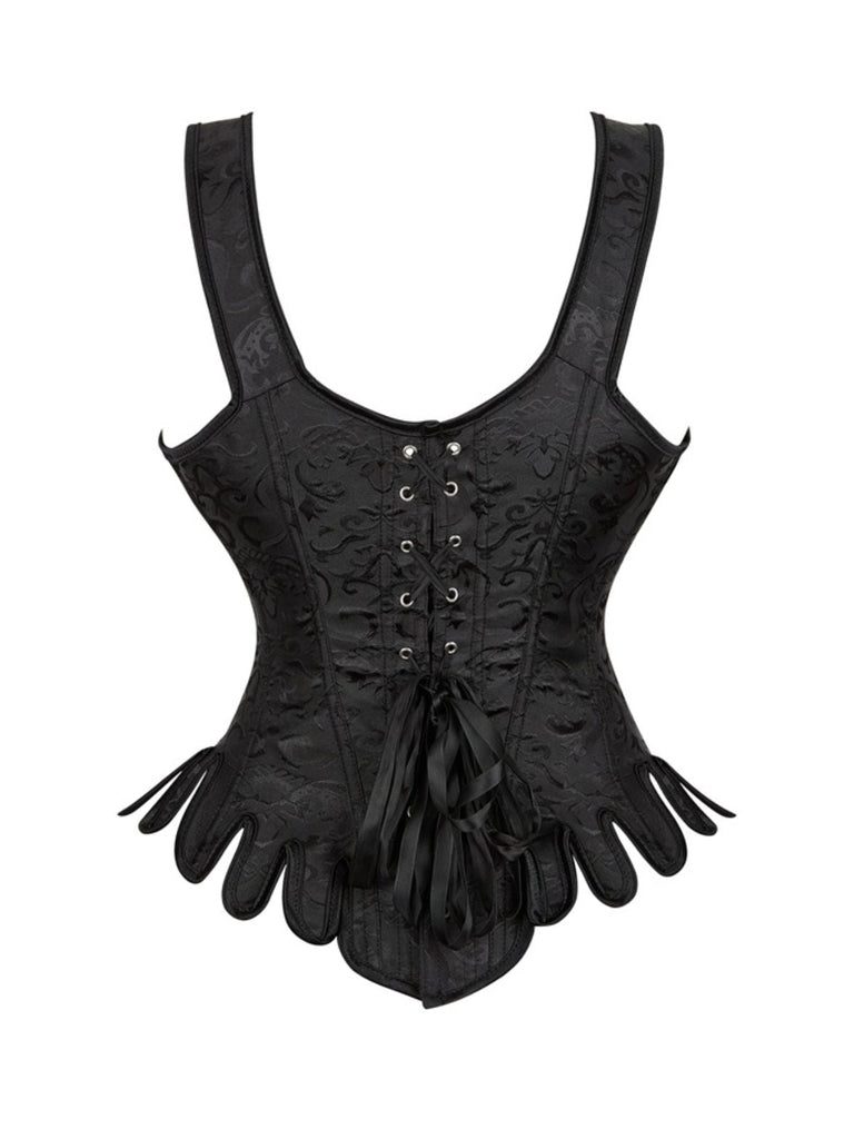 Schwarz 1980er Jacquard Brokat Gothic Korsett
