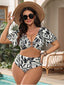 [Übergröße] Schwarz & Weiß 1950er Tropisch Blumen Bikini Set