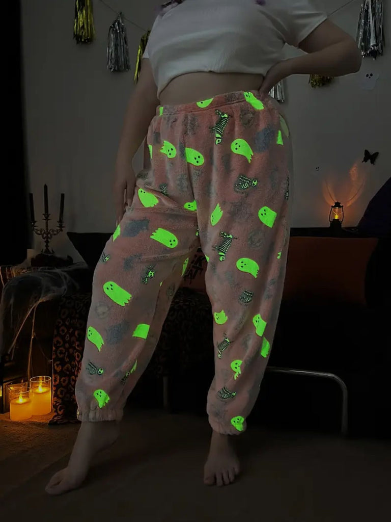 1970er Halloween Glühend Kürbis Geist Pyjama Hose