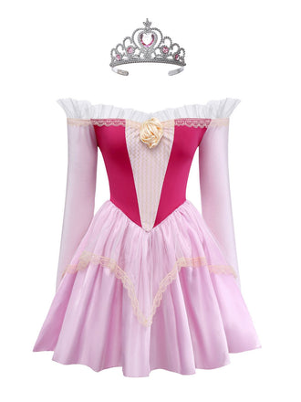 Rosa 1940er Prinzessin Schulterfrei Tüll Party Kleid