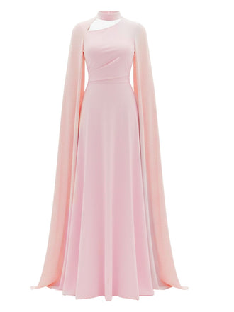 1980er Cape Ärmel Rücken Bindung Maxi Kleid