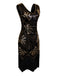 1920er V-Ausschnitt Pailletten Perlenbesatz Flapper Kleid