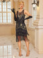 1920er Pailletten Perlen Quasten Flapper Kleid