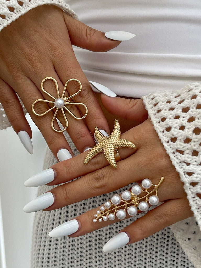 Seestern Blumen Perle Ring