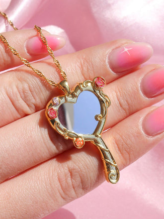 Vintage Legierung Spiegel Dekoration Halskette