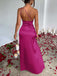 1960er Eine Schulter Gerüscht Schlitz Satin Kleid