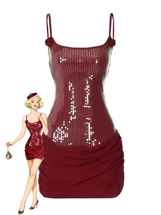 1980er Solide Pailletten Patchwork Mini Kleid