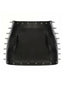 Schwarz 1970er Gothic Punk Spike Leder Mini Rock
