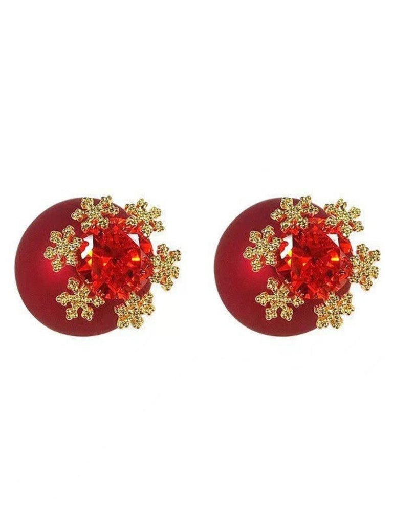 Weihnachten Rot Gem Schneeflocke Stud Ohrringe