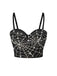 Schwarz 1970er Strassstein Spinnennetz Crop Top