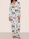 1980er Weihnachten Drucken Rever Pyjama Set