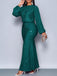 1930er Funkeln Gerüschtes Laternenärmel Stricken Fischschwanz Kleid