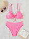 Rosa 1950er Plaid Schnürung Bikini Set