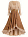 [Übergröße] 1970er Boho Binden Quaste Saum Rüschen Gerippt Kleid