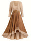 [Übergröße] 1970er Boho Binden Quaste Saum Rüschen Gerippt Kleid