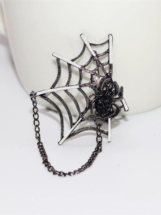 Halloween Diamant Spinnennetz Gothic Brosche