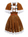 2PCS Braun 1940er Weihnachtselch Cape & Samt Kleid