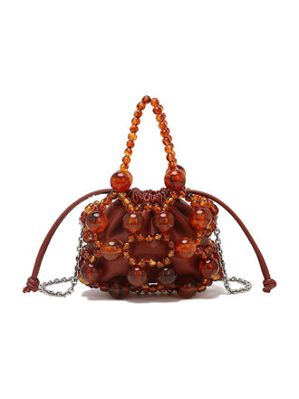 Metallisch Perlen Kordelzug Mini Beutel Tasche