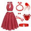 Rot 1950er Polka Dot Halter Kleid Mit Accessoires Set