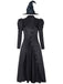 2PCS Schwarz 1940er Gothic Wicked-Inspiriert Elphaba Hexenkostüm mit Hut