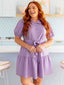 [Übergröße] Lavendel 1950er Puffärmel Shirt Kleid