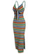 1970er Träger Bunt Streifen Binden Boho Kleid