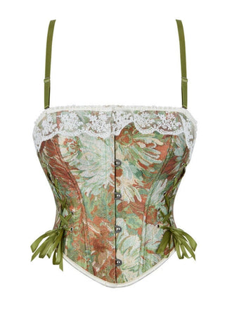 1960er Blumen Spitze Spaghetti Träger Korsett Top