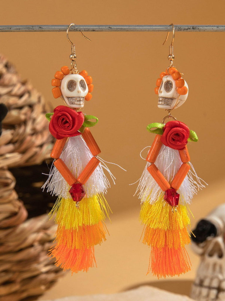 Halloween Schädel Rose Quasten Ohrringe